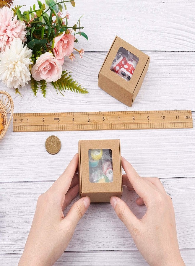 BENECREAT 30 Packs 2.5x2.5x1.2inch Square Brown Kraft Paper Boxes Gift Candy Boxes with Clear Window for Wedding Party Favor Treats, Bakery and Jewelry, Festival Gift Packaging - Image 3